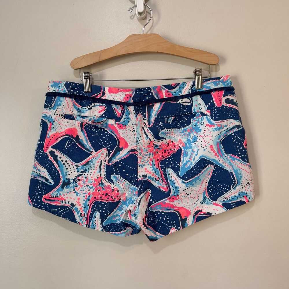NWOT Lilly Pulitzer Pink Indigo Star Fish Struck Print 4" Adie Short 26753 12